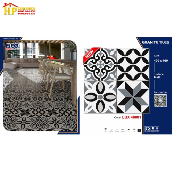 GẠCH TRANG TRÍ 40X40 BÔNG GIẢ CỔ GHÉP 46001 CAO CẤP GIÁ RẺ