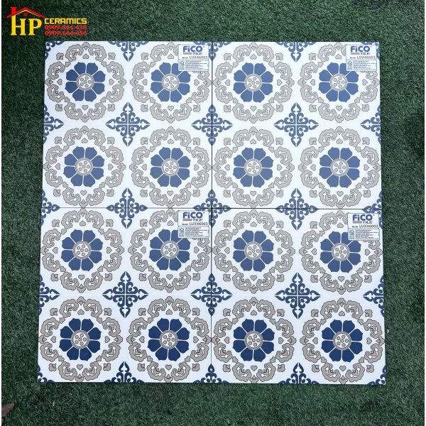 GẠCH BÔNG 40X40 BÔNG XANH VIỀN NÂU 46003 CAO CẤP GIÁ RẺ
