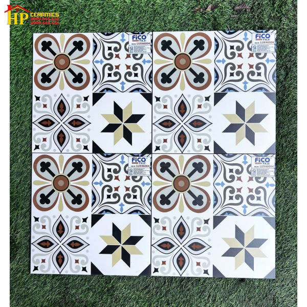 GẠCH BÔNG 40X40 BÔNG GHÉP XANH ĐEN VÀNG 46004 CAO CẤP GIÁ RẺ