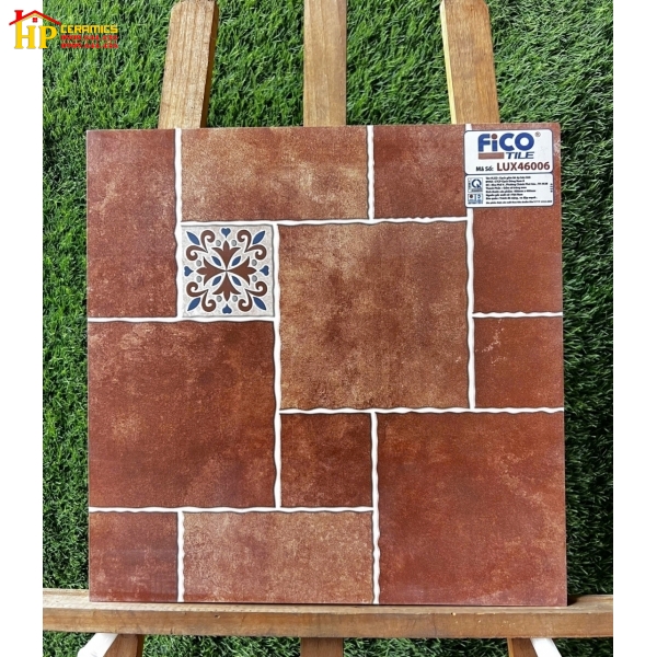 GẠCH LÁT NỀN 40X40 GIẢ CỔ GHÉP BÔNG NÂU ĐẤT 46006 CAO CẤP GIÁ RẺ