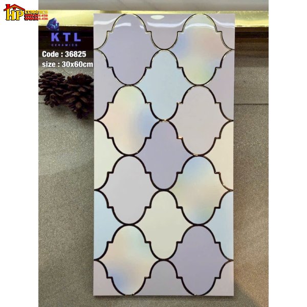 GẠCH TRANG TRÍ 30X60 SẮC TÍM HỌA TIẾT LỒNG ĐÈN KHẮC KIM NHẬP KHẨU CAO CẤP
