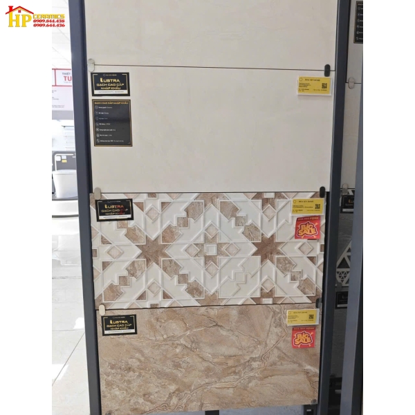 GẠCH ỐP TƯỜNG 30X60 VÂN ĐÁ NÂU KEM ĐIỂM HOA VĂN ĐỐI XỨNG HIỆU ỨNG 3D NHẬP KHẨU CAO CẤP