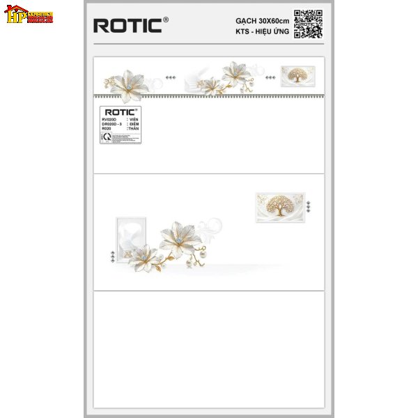 GẠCH ỐP TƯỜNG 30X60 MÀU TRẮNG TRƠN ĐIỂM CỤM HOA MÀU TRẮNG VỚI ĐƯỜNG GÂN LÁ NẠM VÀNG GOLD CAO CẤP GIÁ RẺ