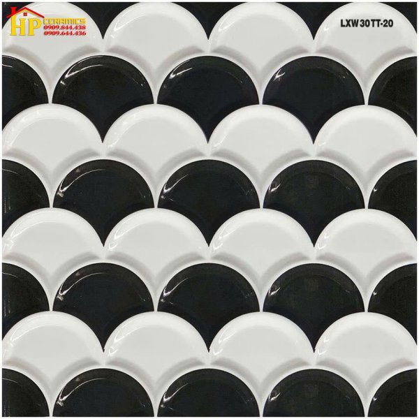 GẠCH TRANG TRÍ 30X30 TRẮNG ĐEN HỌA TIẾT VẢY CÁ CAO CẤP GIÁ RẺ