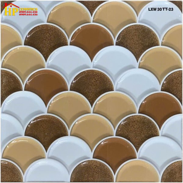GẠCH TRANG TRÍ 30X30 SẮC MÀU NÂU TRẮNG HỌA TIẾT VẢY CÁ CAO CẤP GIÁ RẺ
