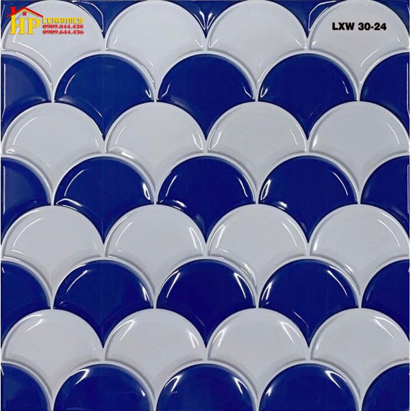 GẠCH TRANG TRÍ 30X30 SẮC MÀU XANH TRẮNG HỌA TIẾT VẢY CÁ CAO CẤP GIÁ RẺ