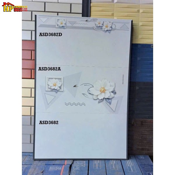 GẠCH ỐP TƯỜNG 30X60 SẮC MÀU XÁM TRẮNG HỌA TIẾT VIÊN ĐIỂM ĐÓA HOA TRÀ MÀU TRẮNG LỚN CAO CẤP