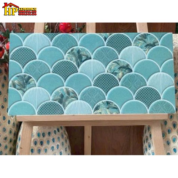 GẠCH TRANG TRÍ 30X60 SẮC XANH LỤC BẢO HỌA TIẾT VẢY CÁ 3D NHẬP KHẨU CAO CẤP