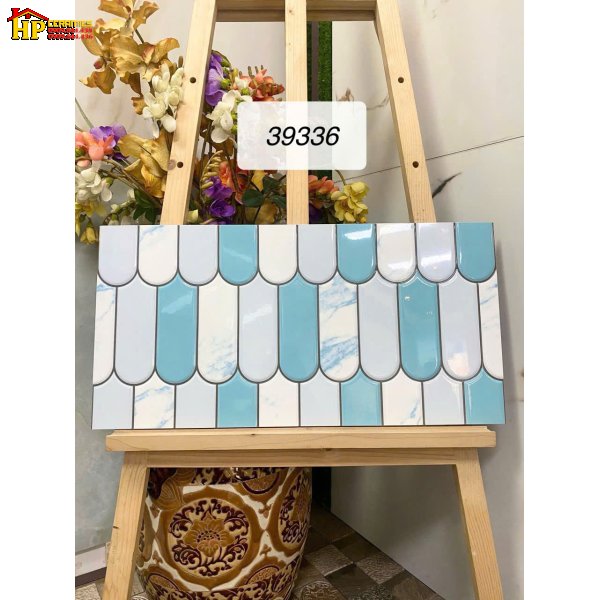 GẠCH TRANG TRÍ 30X60 SẮC MÀU XANH LAM SÁNG HỌA TIẾT LÔNG VŨ NHẬP KHẨU CAO CẤP