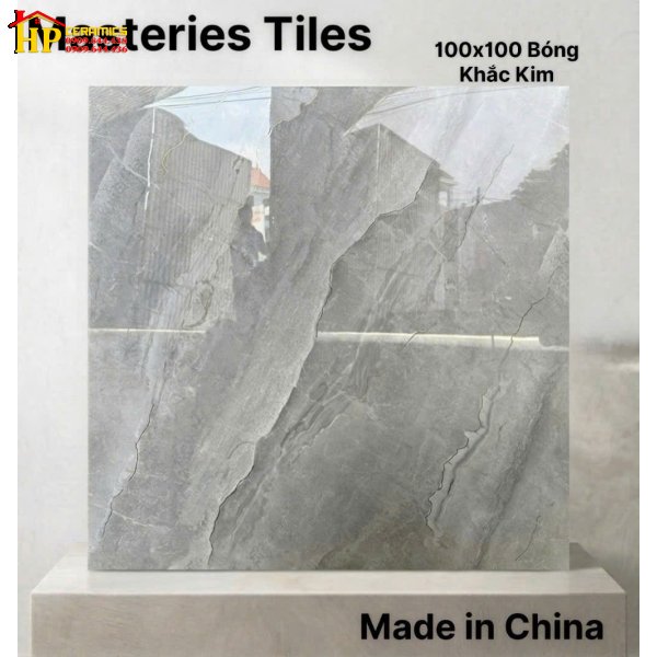 GẠCH LÁT NỀN 100X100 KHẮC KIM MÀU XÁM KHÓI VÂN ĐÁ DÒNG CHẢY TỰ NHIÊN NHẬP KHẨU CAO CẤP