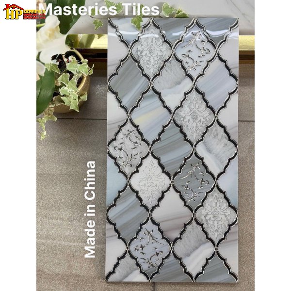 GẠCH TRANG TRÍ 30X60 SẮC MÀU XANH NGỌC VÂN ĐÁ HỌA TIẾT KHUNG LƯỚI LỒNG ĐÈN KHẮC KIM NHẬP KHẨU CAO CẤP