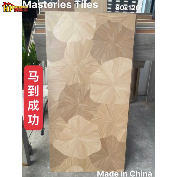 GẠCH LÁT NỀN 60X120 VÂN GỖ VÀNG SỒI HỌA TIẾT NGHỆ THUẬT LÁ SEN NHẬP KHẨU CAO CẤP