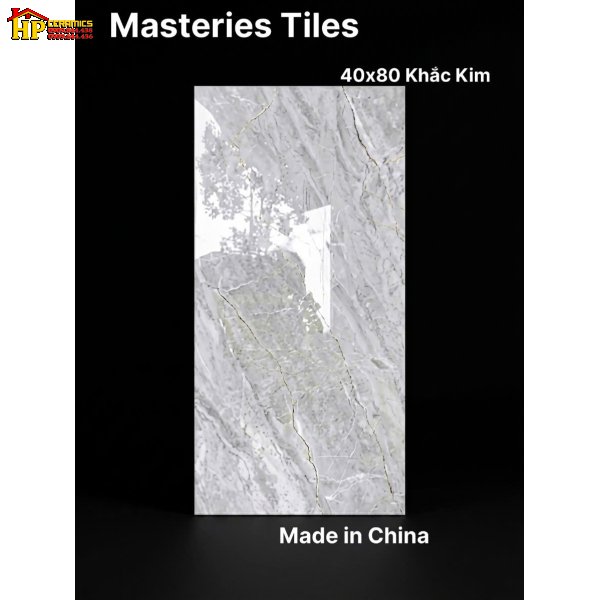 GẠCH ỐP TƯỜNG 40X80 VÂN ĐÁ MARBLE XÁM KHẮC KIM NHẬP KHẨU CAO CẤP