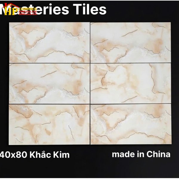 GẠCH ỐP TƯỜNG 40X80 KHẮC KIM VÂN ĐÁ TRẮNG KEM KẾT HỢP VÀNG HỔ PHÁCH NHẬP KHẨU CAO CẤP