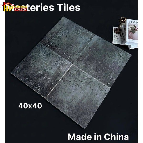 GẠCH TRANG TRÍ 40X40 TONE XANH ĐEN GIẢ CỔ HỌA TIẾT RỈ SÉT NHẬP KHẨU CAO CẤP