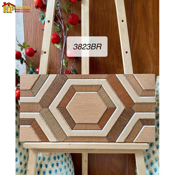 GẠCH TRANG TRÍ 30X60 MÀU GỖ HỌA TIẾT LỤC GIÁC TÂM ĐIỂM 3D NHẬP KHẨU CAO CẤP