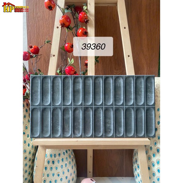 GẠCH TRANG TRÍ 30X60 SẮC MÀU ĐEN HUYỀN BÍ HỌA TIẾT LÕM OVAL 3D NHẬP KHẨU CAO CẤP
