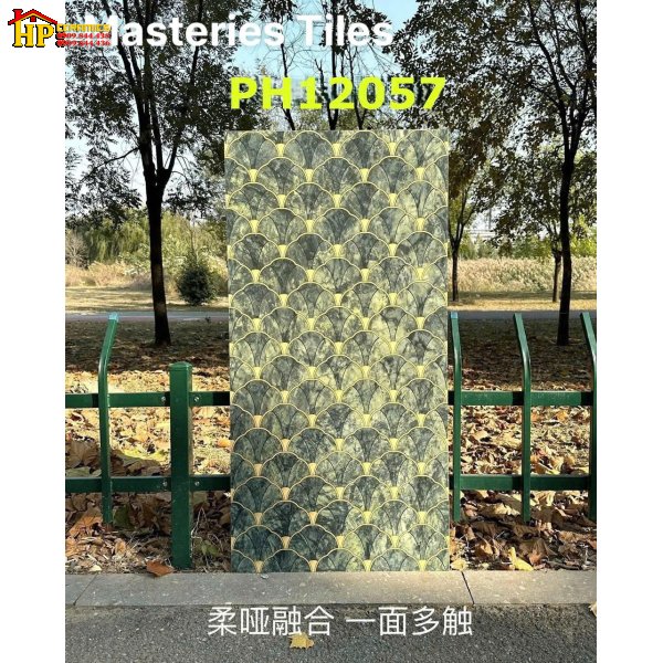 GẠCH TRANG TRÍ 60X120 SẮC XANH GIẢ ĐÁ CẨM THẠCH HỌA TIẾT VẢY CÁ 3D NHẬP KHẨU CAO CẤP