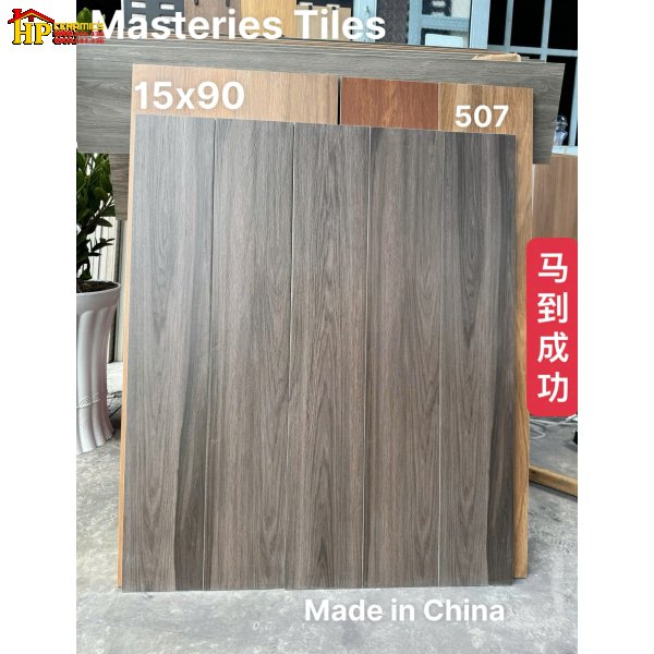 GẠCH LÁT NỀN 15X90 THANH GIẢ GỖ TONE MÀU ÓC CHÓ GIÀ TRẦM NHẬP KHẨU CAO CẤP