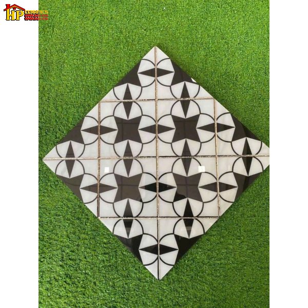 GẠCH TRANG TRÍ 30X30 KẾT HỢP 2 MÀU TRẮNG ĐEN HỌA TIẾT ĐAN XEN KẾT HỢP THÀNH BÔNG NHẬP KHẨU CAO CẤP