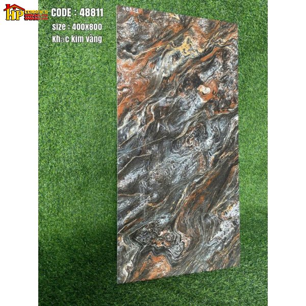 GẠCH ỐP TƯỜNG 40X80 CẨM THẠCH BIẾN CHẤT CỔ ĐẠI GIỮA ĐEN HUYỀN BÍ VÀ XÁM NÂU KHẮC KIM NHẬP KHẨU CAO CẤP