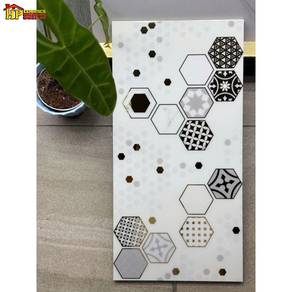 GẠCH TRANG TRÍ 30X60 SẮC MÀU TRẮNG HỌA TIẾT TỔ ONG LIÊN HOÀN TRÁNG GƯƠNG NHẬP KHẨU CAO CẤP