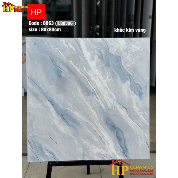 GẠCH LÁT NỀN 80X80 SẮC MÀU XANH BĂNG HÒA QUYỆN  TRẮNG VÂN HỌA TIẾT ĐƯỜNG VÂN DÒNG CHẢY NHẬP KHẨU CAO CẤP